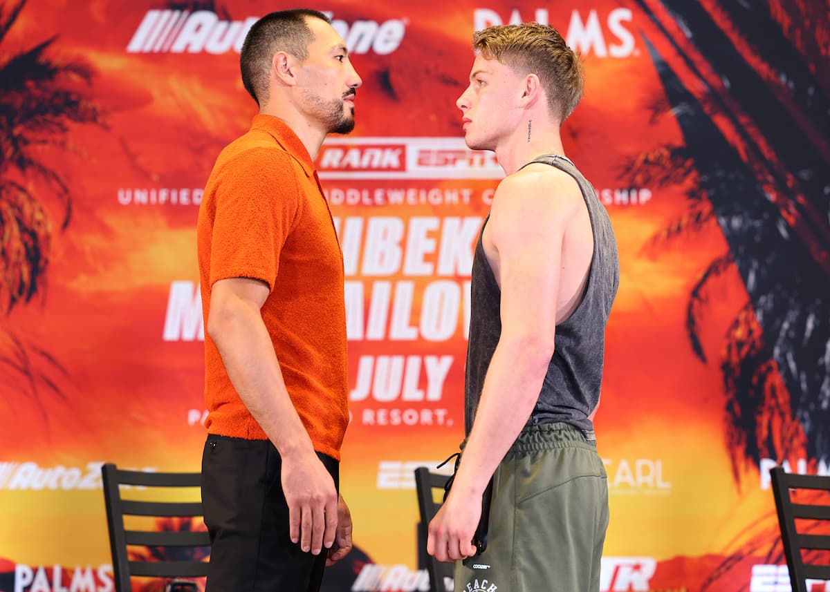 Janibek Alimkhanuly and Andrei Mikhailovich go face to face