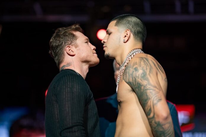 Canelo Alvarez and Edgar Berlanga go face to face for their first time