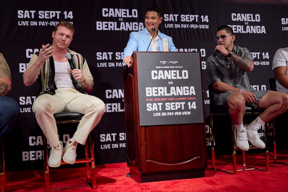 Canelo Alvarez and Edgar Berlanga at the press conference