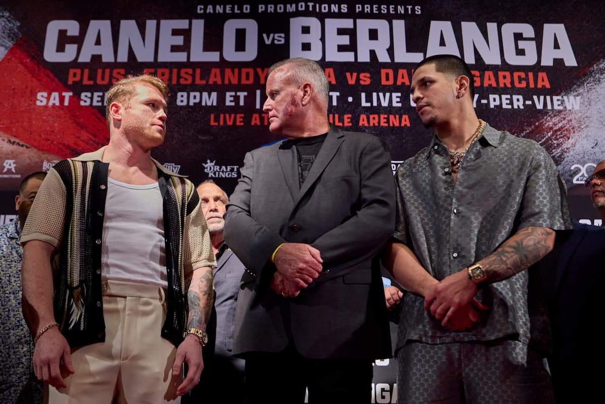 Canelo Alvarez and Edgar Berlanga at the press conference