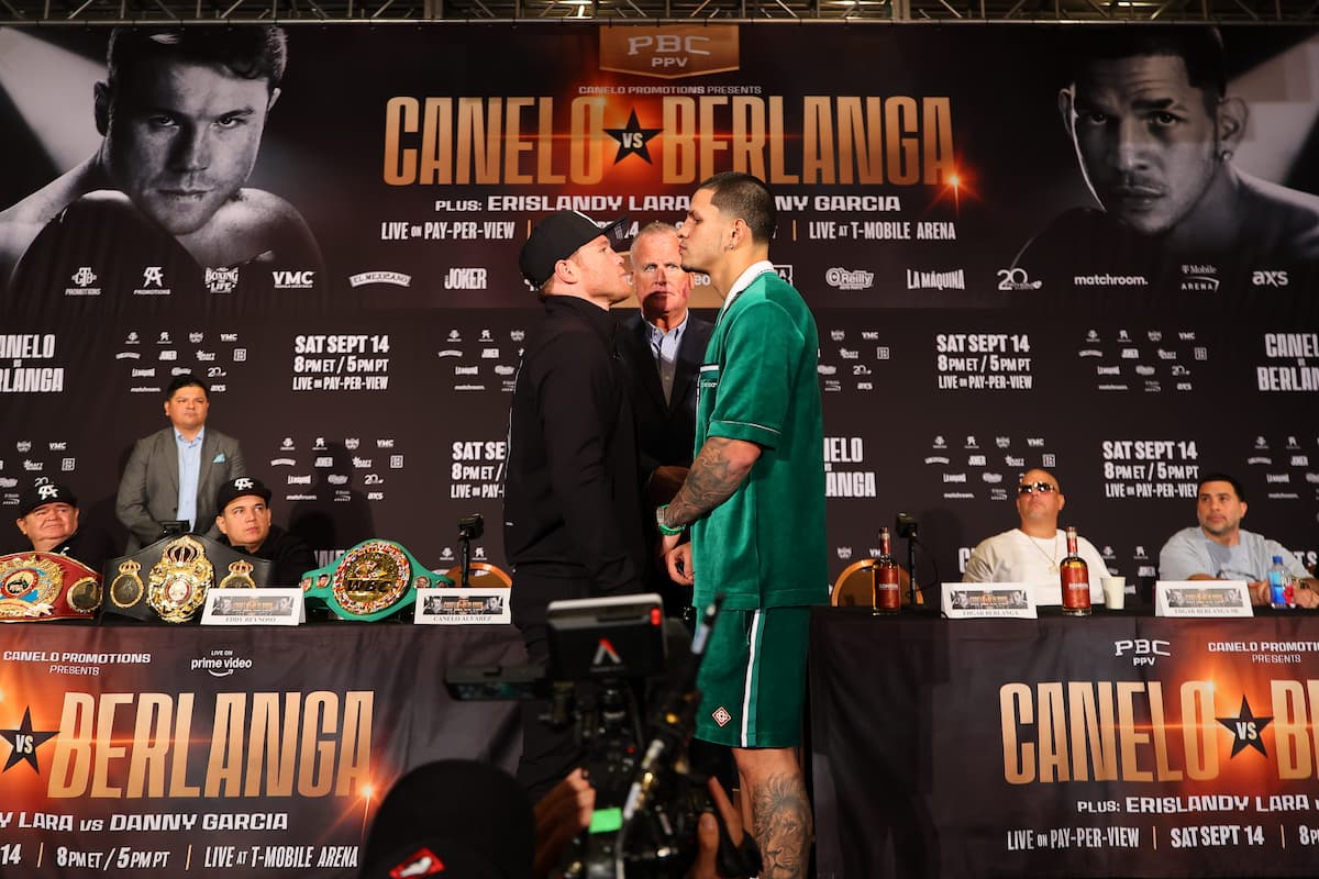 Canelo Alvarez and Edgar Berlanga go face to face