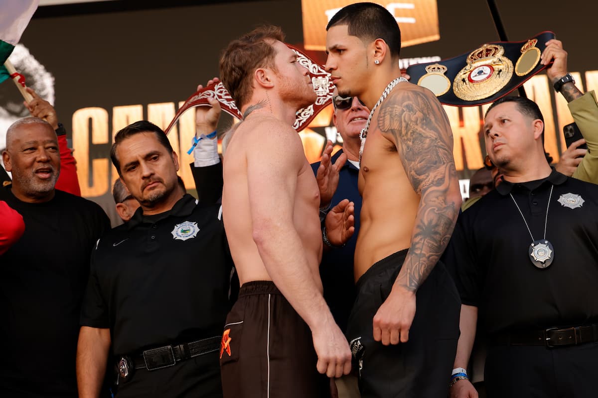 Canelo Alvarez and Edgar Berlanga go face to face