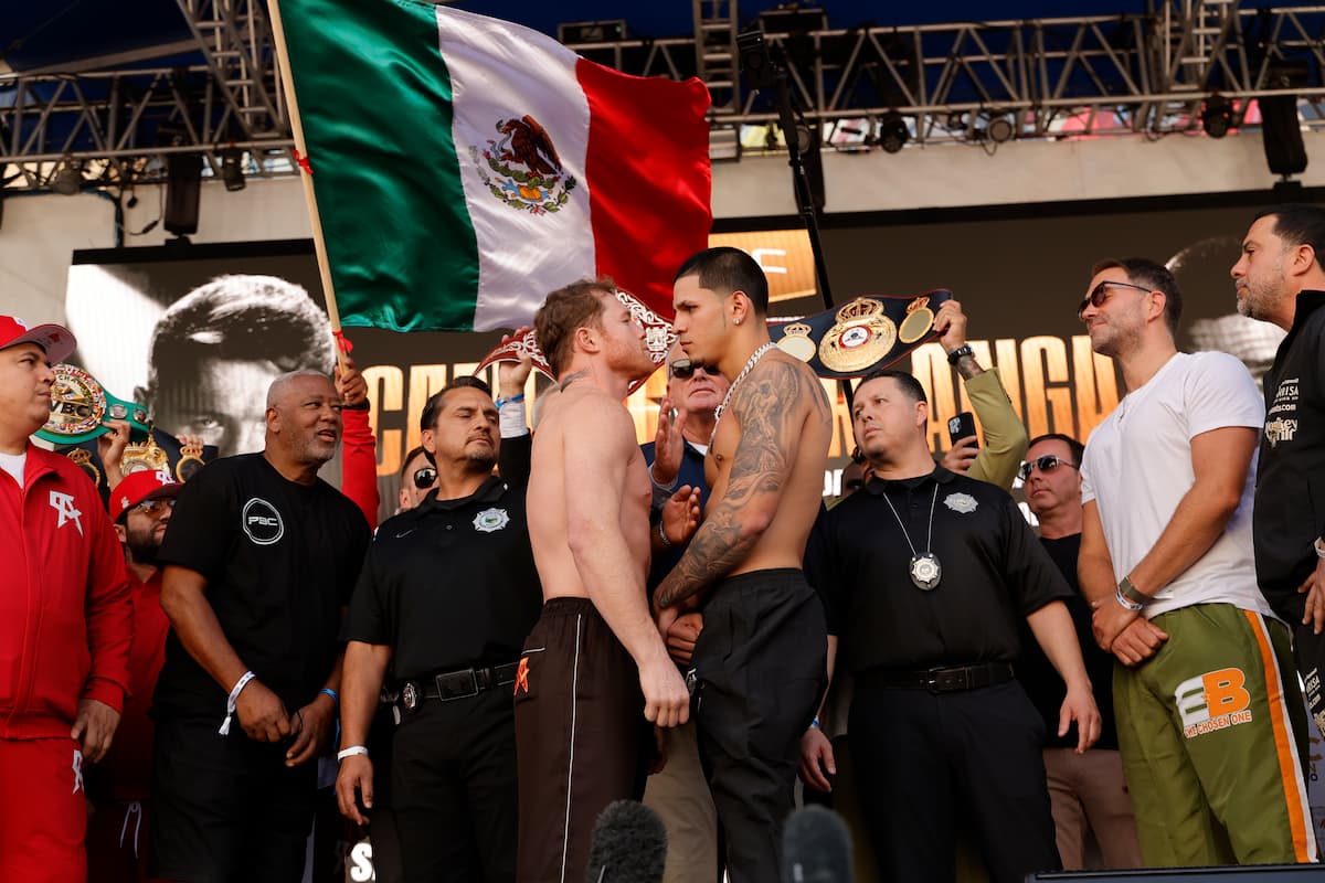 Canelo Alvarez and Edgar Berlanga go face to face