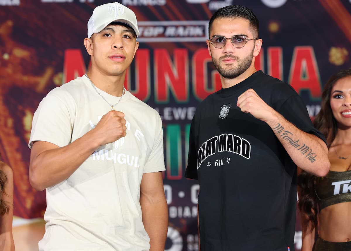 Jaime Munguia and Erik Bazinyan at the press conference