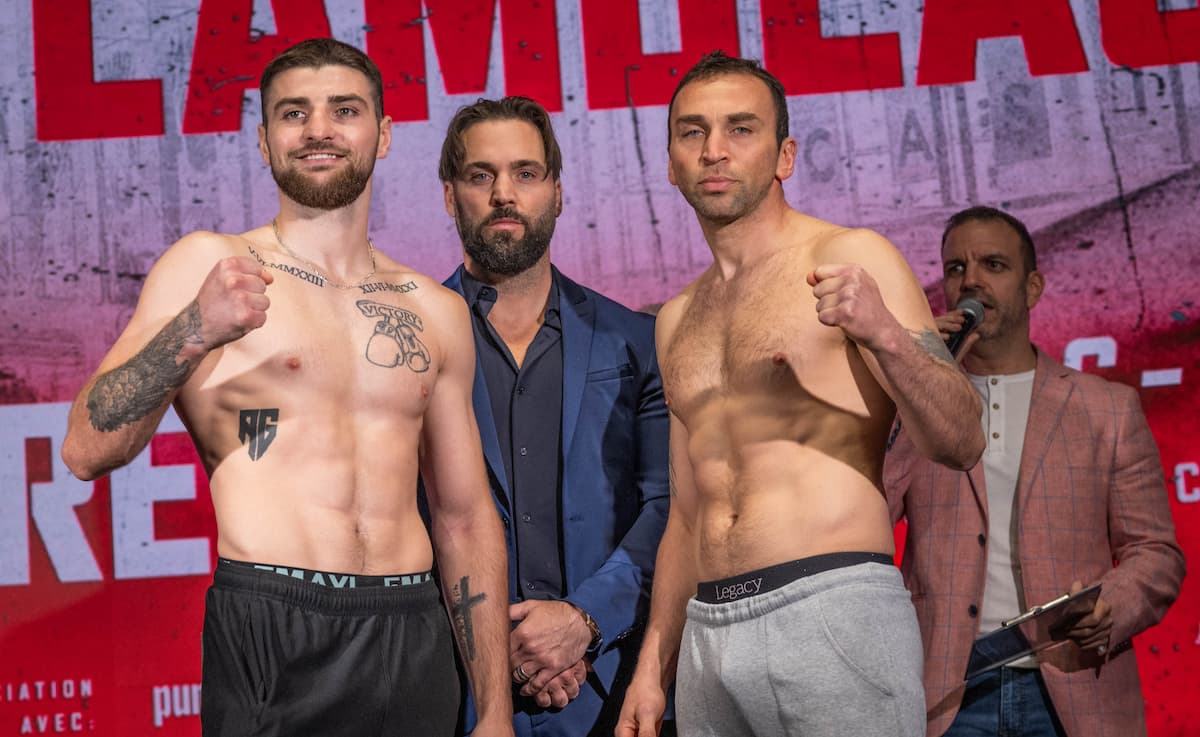 Alexandre Gaumont and Andres Viera at the weigh-in ceremony