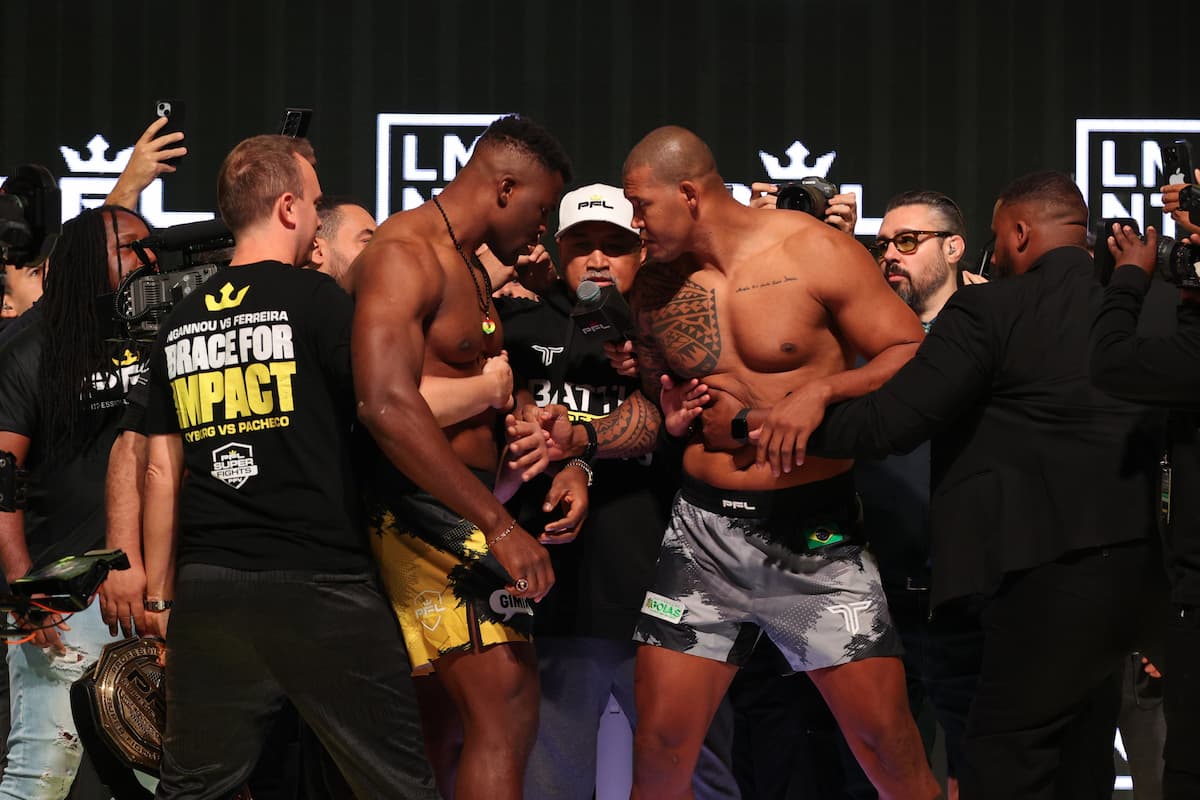 Francis Ngannou and Renan Ferreira in a heated face-off