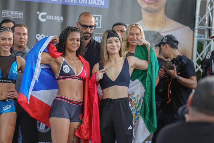 Krystal Rosado and Perla Lomeli at the MVP 9 weigh-ins