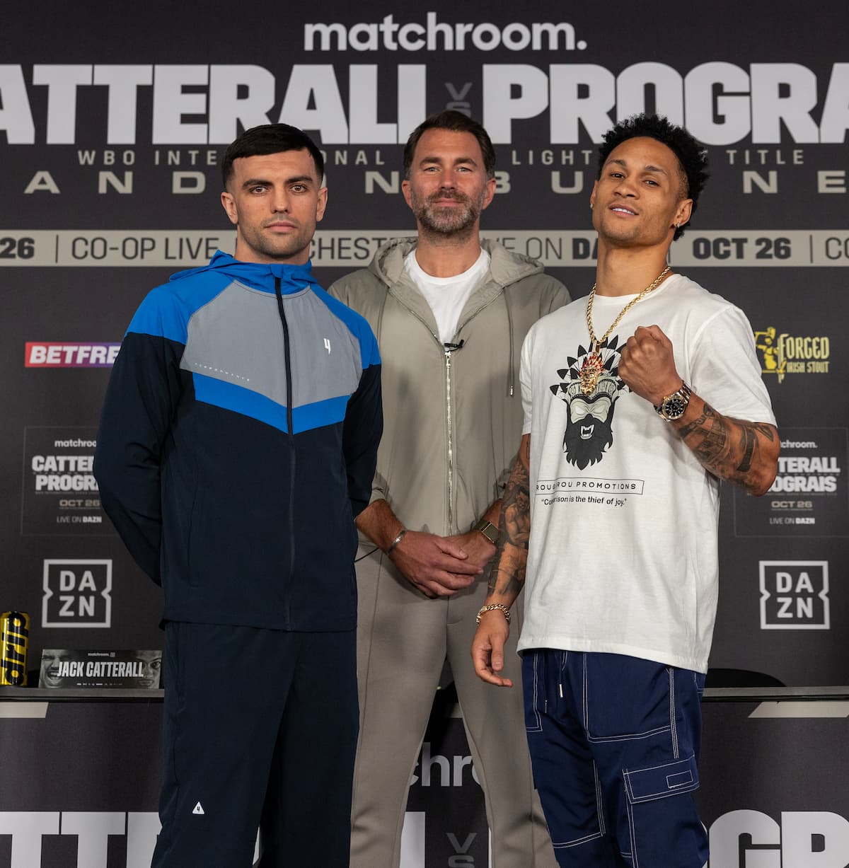 Jack Catterall, Eddie Hearn and Regis Prograis