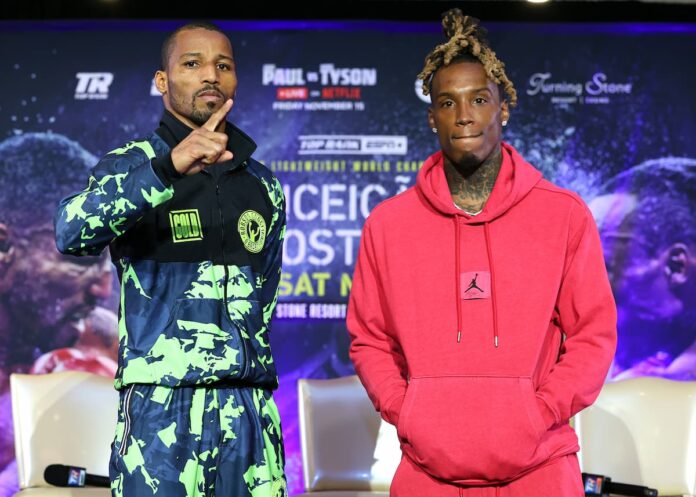 Robson Conceicao and O'Shaquie Foster at the press conference ahead of their rematch in Verona, New York