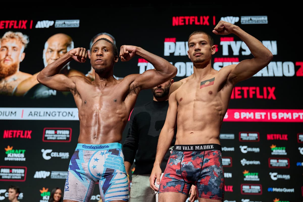 Bruce Carrington and Dana Coolwell at the weigh-in ceremony