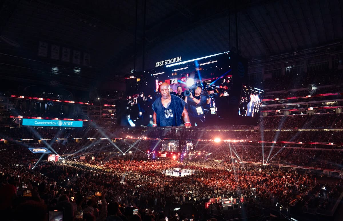 Mike Tyson ring walk at AT&T Stadium in Arlington, TX