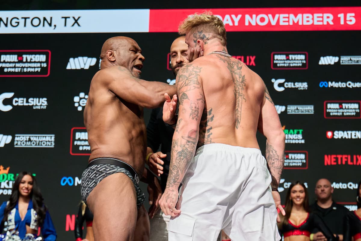 Mike Tyson slaps Jake Paul at the weigh-ins