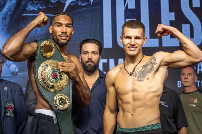 Osleys Iglesias and Petro Ivanov at the weigh-in ceremony ahead of their bout in Montreal, Canada