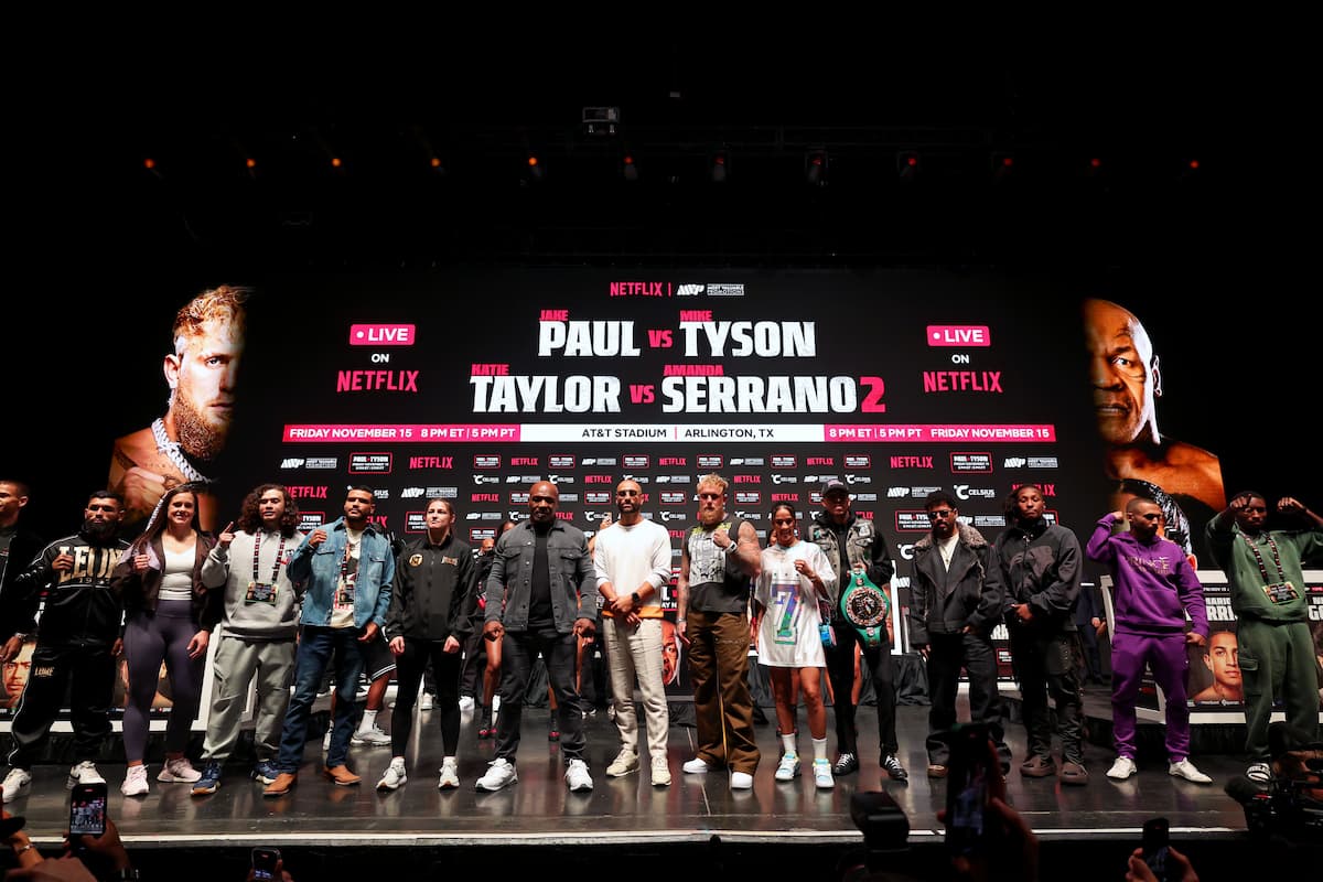 The participants at the final Jake Paul vs Mike Tyson pre-fight press conference