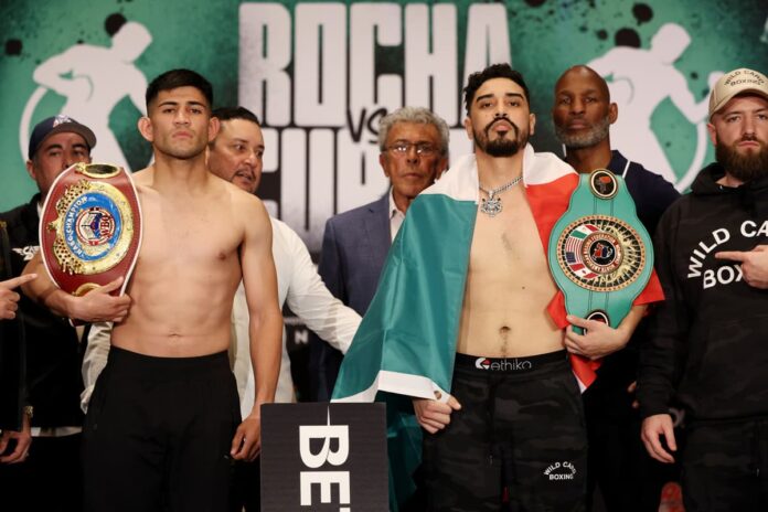 Alexis Rocha and Raul Curiel successfully weigh-in for their bout in Ontario, CA