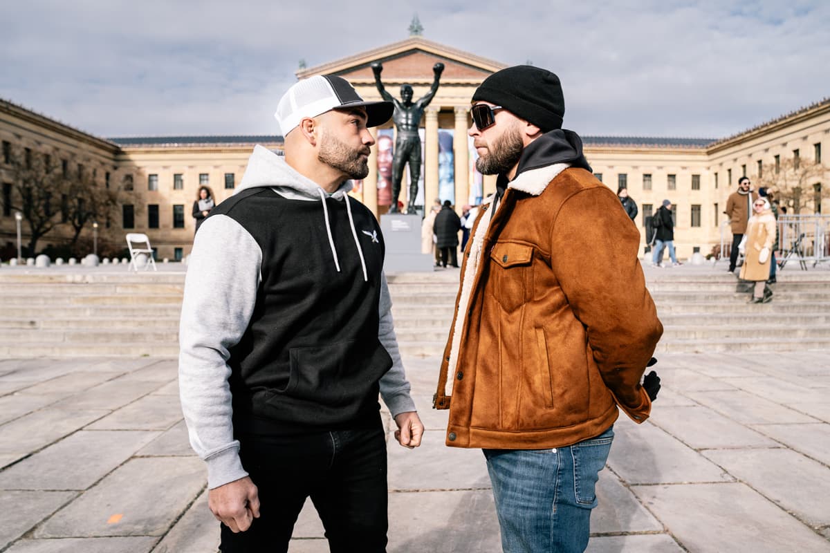 Eddie Alvarez and Jeremy Stephens on the Rocky Steps