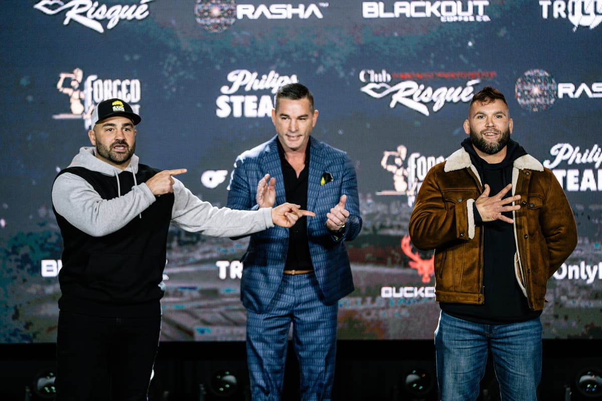 Eddie Alvarez and Jeremy Stephens at the press conference