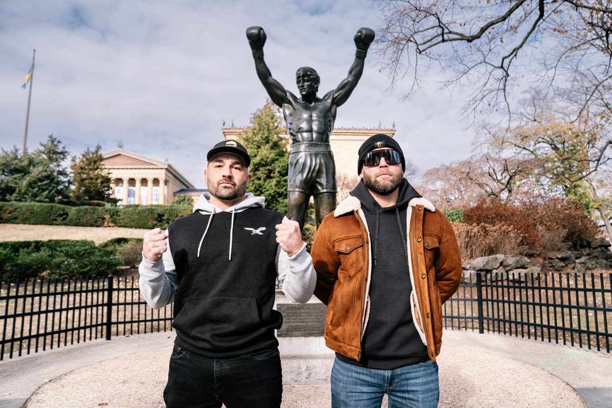 Eddie Alvarez and Jeremy Stephens on the Rocky Steps