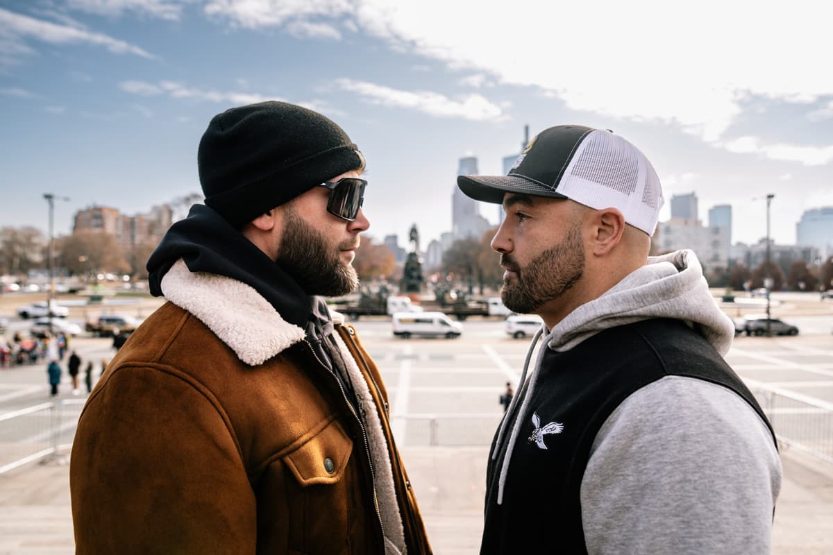 Jeremy Stephens and Eddie Alvarez on the Rocky Steps