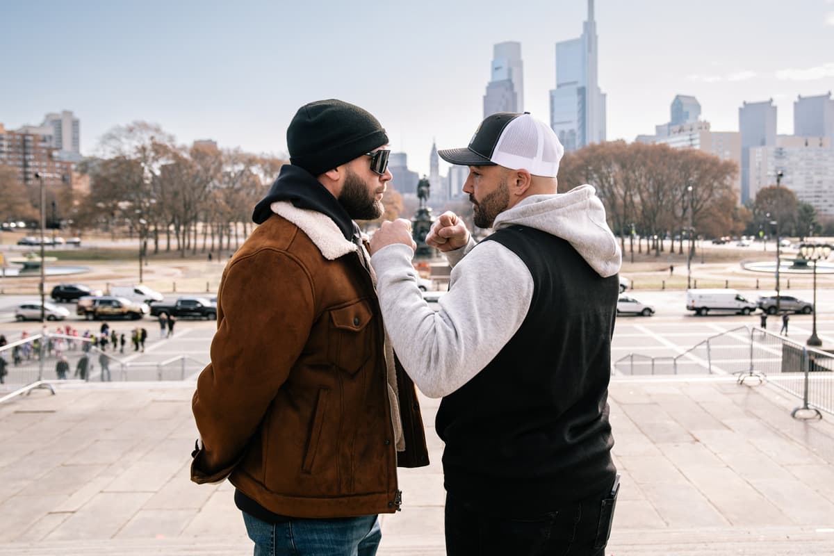 Jeremy Stephens and Eddie Alvarez on the Rocky Steps