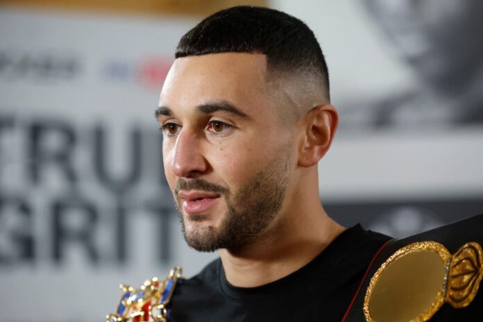 Callum Simpson at the weigh-in ahead of his bout against Steed Woodall