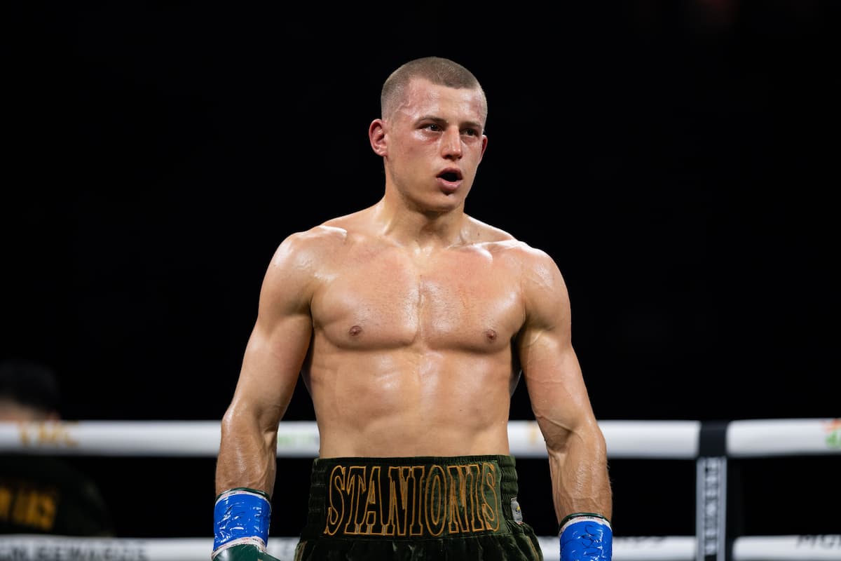 Boxer Eimantas Stanionis during his bout