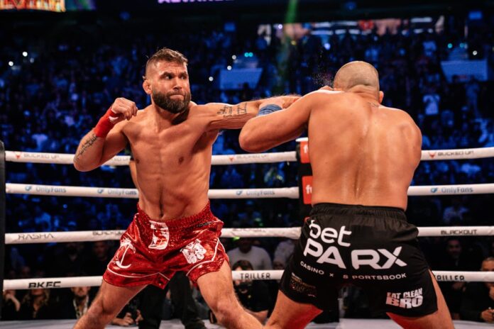 Jeremy Stephens and Eddie Alvarez during their bare-knuckle boxing bout at BKFC KnuckleMania 5