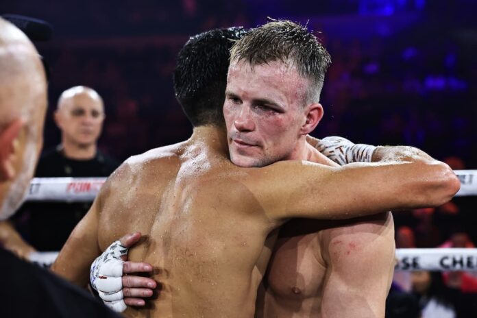 Australian boxers Liam Wilson and Youssef Dib after their first fight