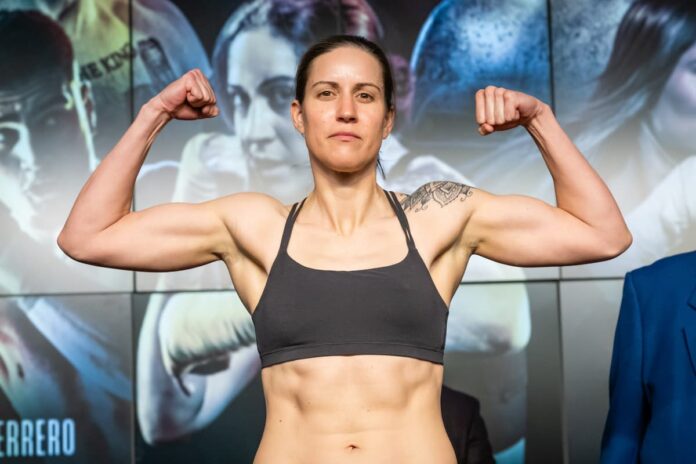 Mary Spencer poses at the weigh-in ahead of her next fight