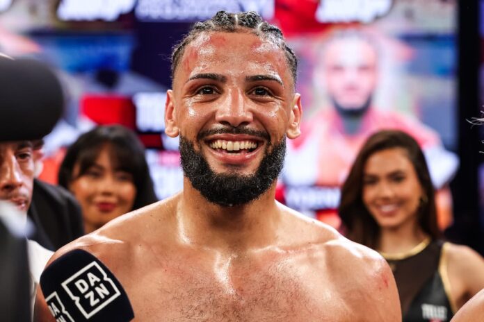 Boxer Yoenis Tellez smiles after his bout