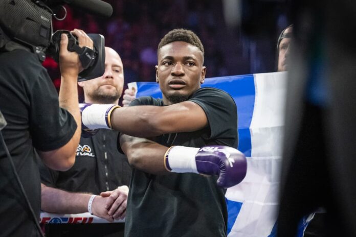 Christian Mbilli during his boxing match