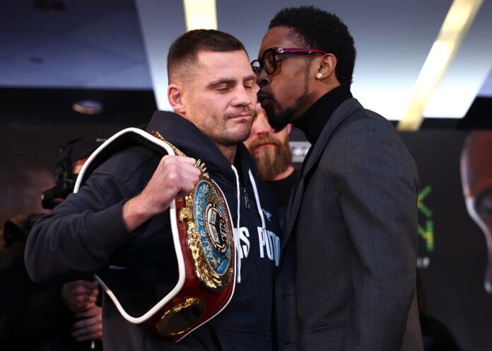 Denys Berinchyk and Keyshawn Davis at the press conference ahead of their boxing match