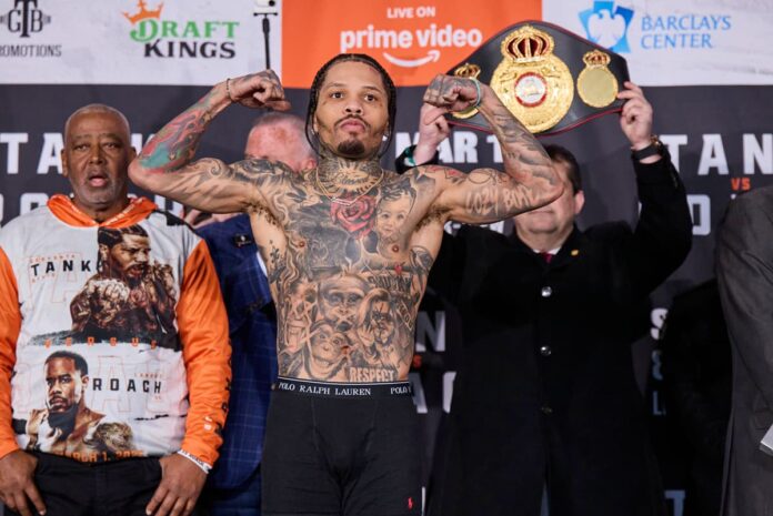 Gervonta Tank Davis weigh in for his bout against Lamont Roach Jr