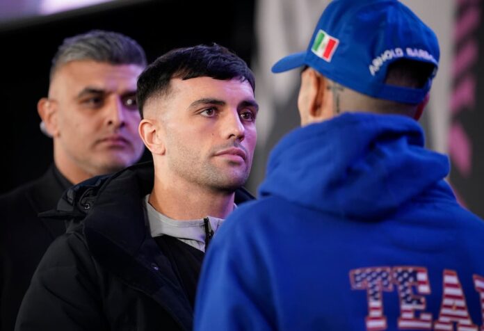 Jack Catterall faces Arnold Barboza Jr at the press conference ahead of their boxing match