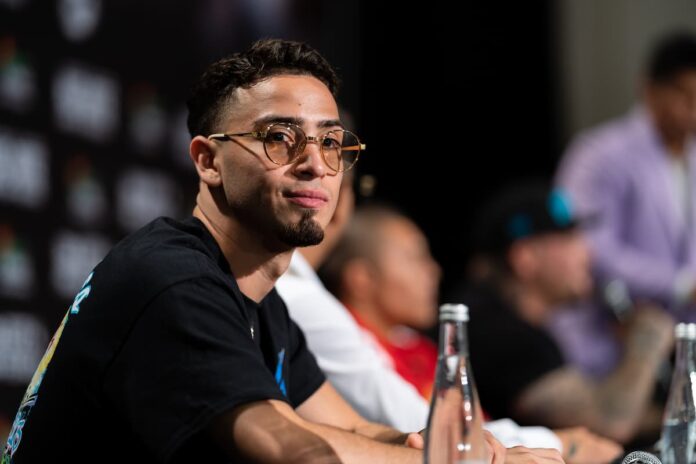 Jose Valenzuela during a press conference ahead of his boxing match