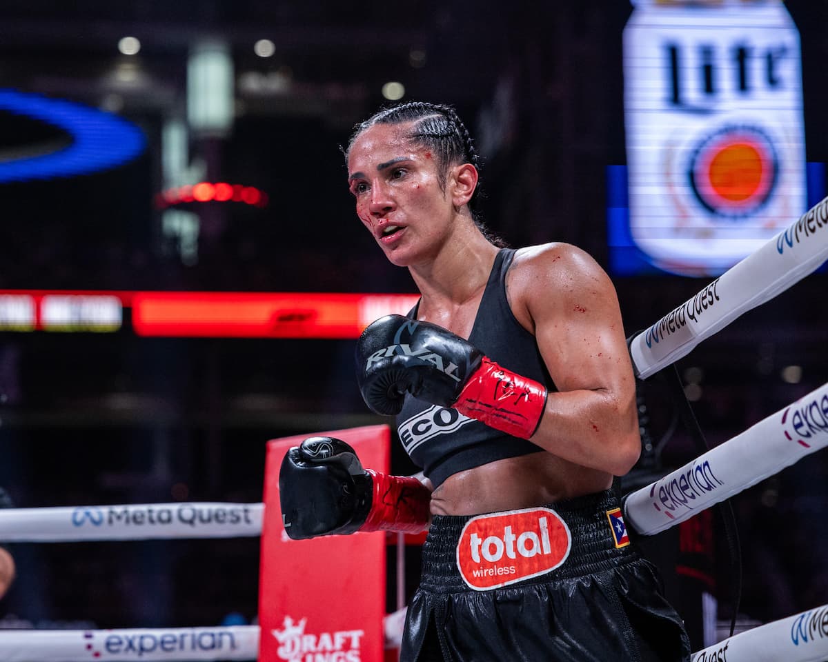 Amanda Serrano during her boxing fight against Katie Taylor