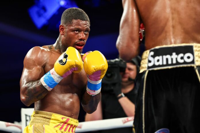 Austin 'Ammo' Williams during his boxing bout against Patrice Volny