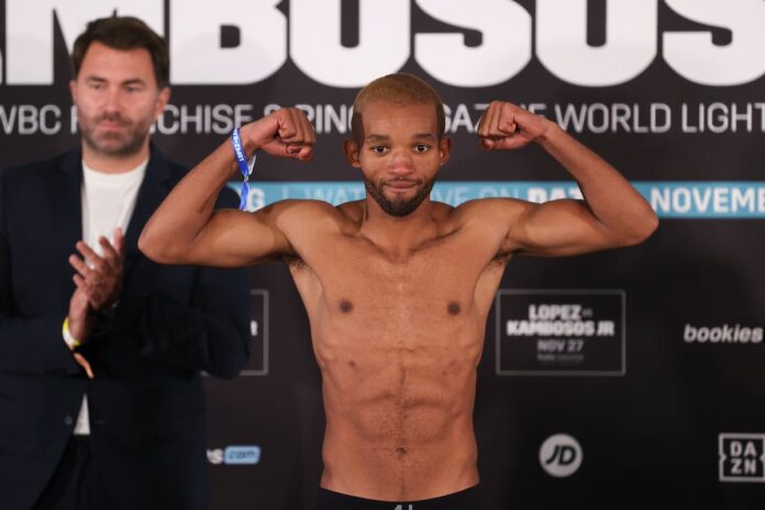 Azinga Fuzile at the weigh-in ahead of his boxing bout