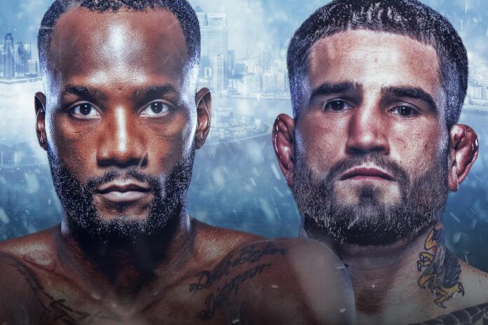 UFC London image featuring the faces of Leon Edwards and Sean Brady, promoting their MMA bout