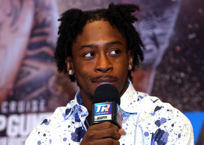 Keyshawn Davis during a press conference ahead of his boxing bout