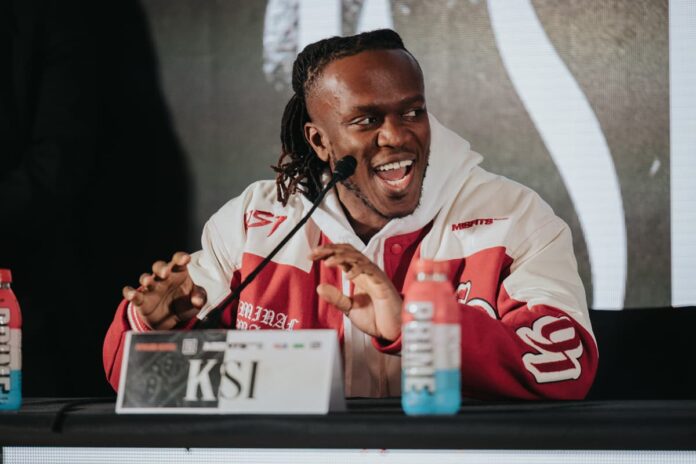 KSI at the press conference ahead of his bout against Dillon Danis at Misfits Boxing 21