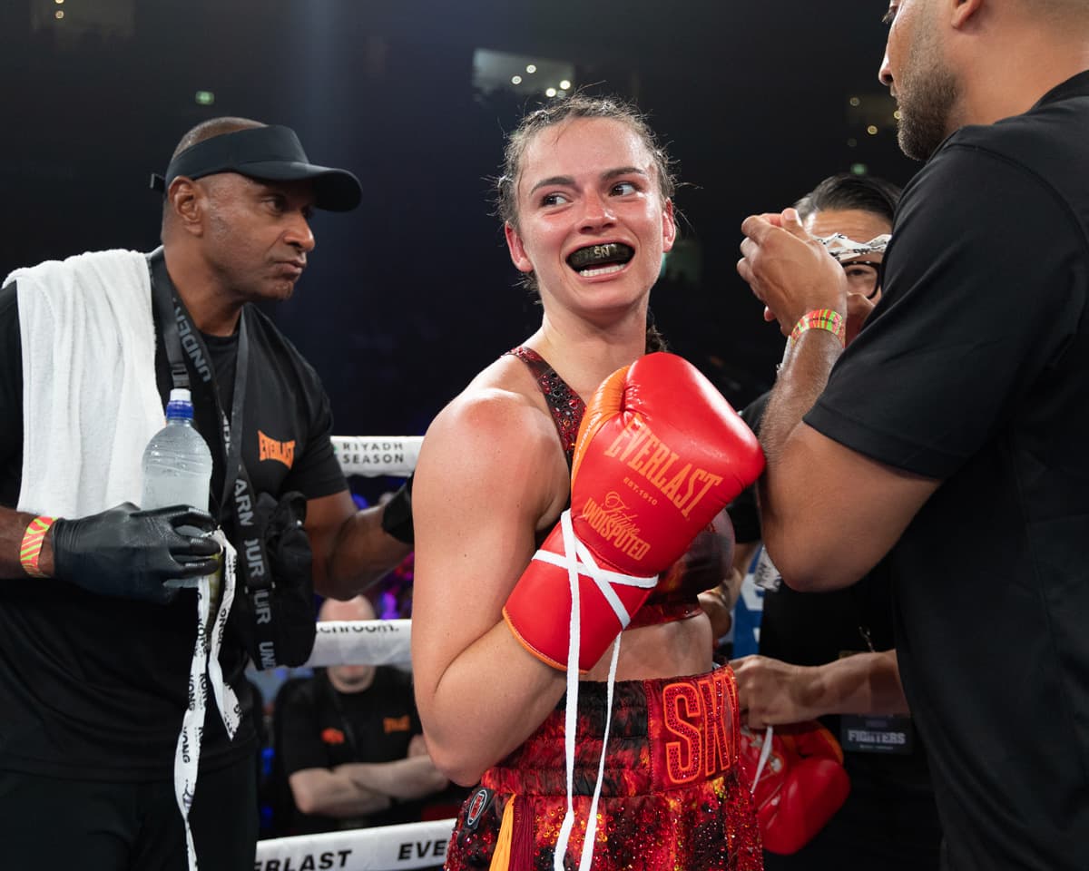 Skye Nicolson during her bout against Tiara Brown