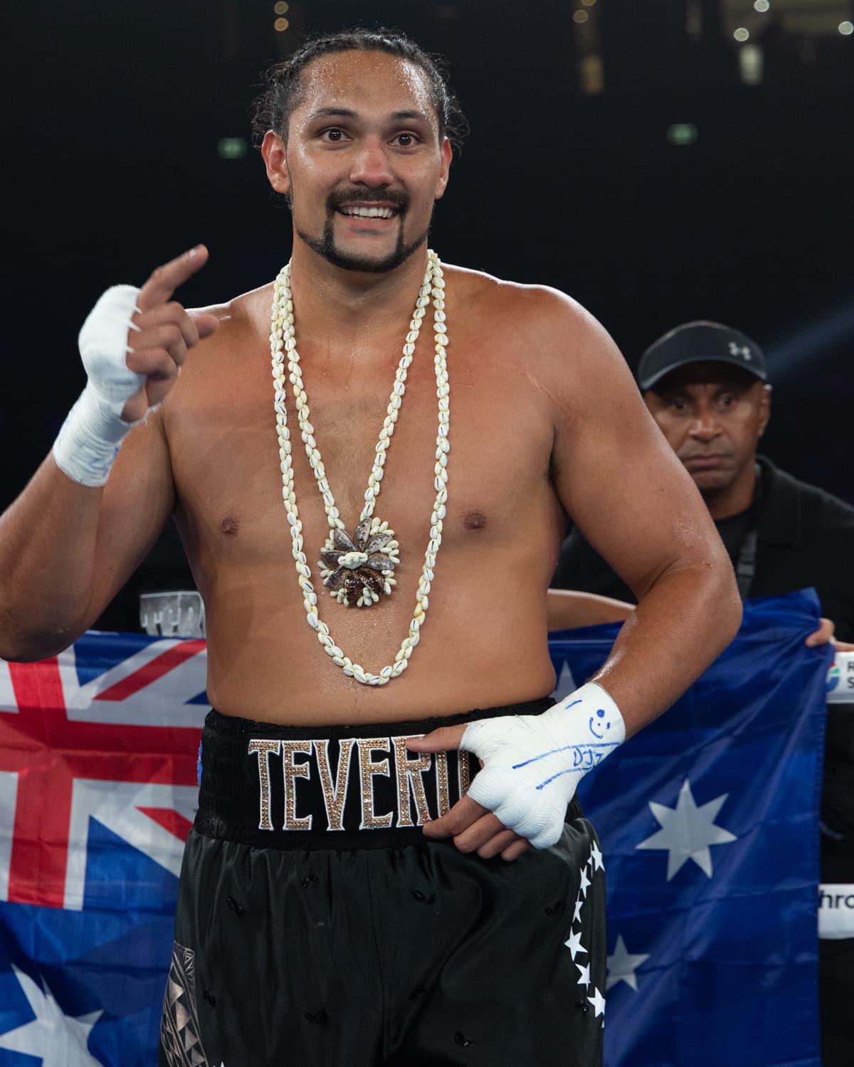 Teremoana Jnr after his victory over James Singh