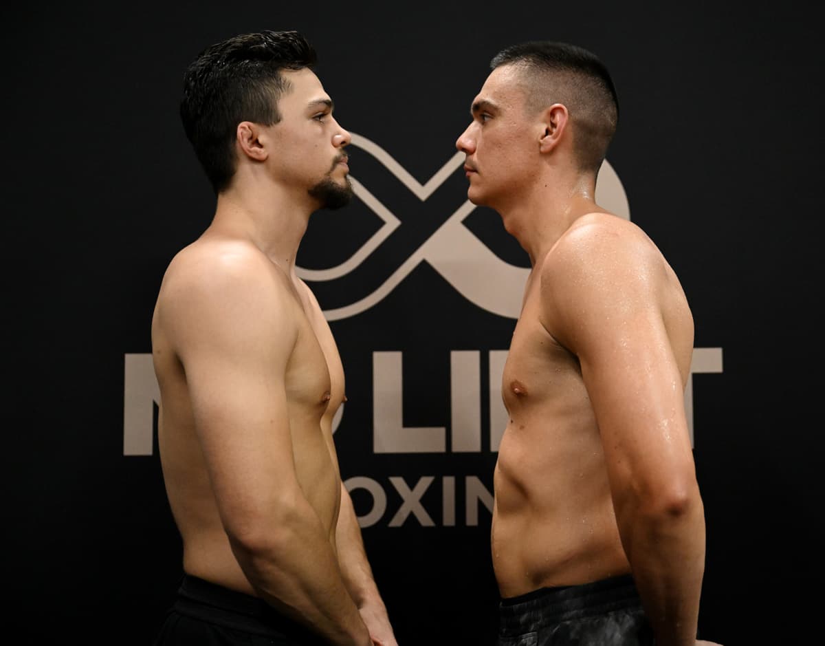 Joey Spencer and Tim Tszyu face each other