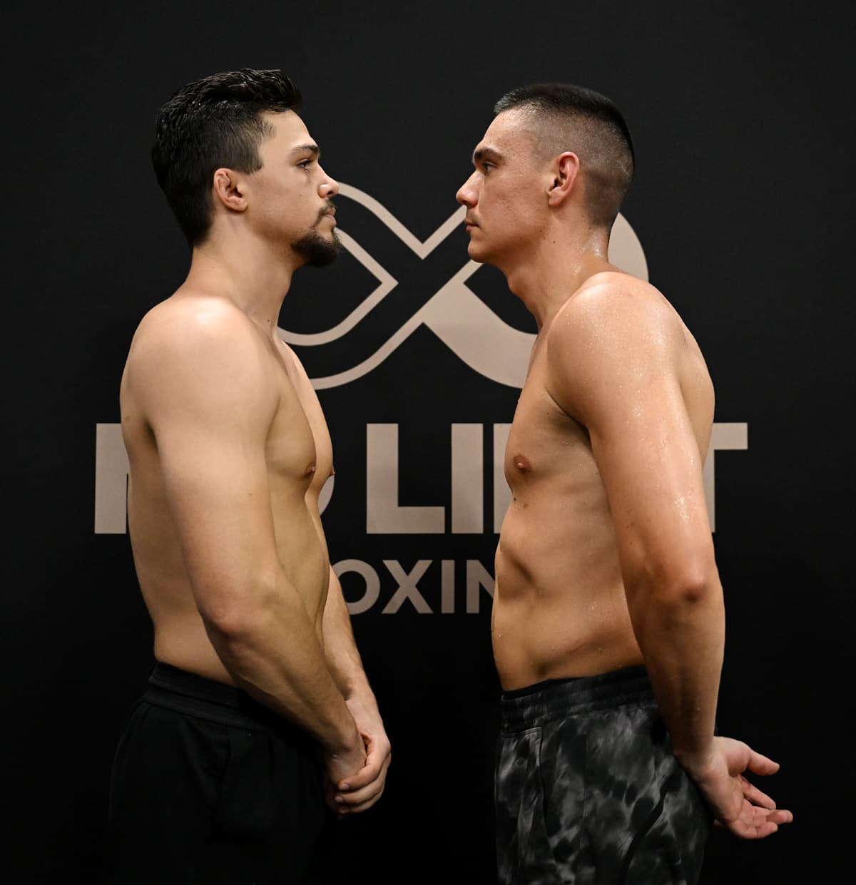 Joey Spencer and Tim Tszyu face each other