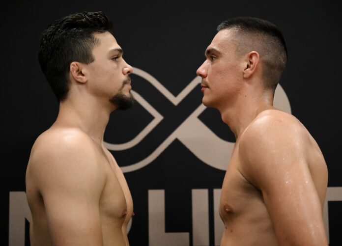 Tim Tszyu and Joseph Spencer face each other ahead of their boxing match